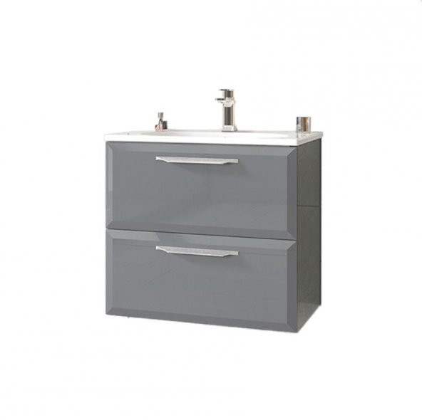 Orka Nuvola 65 cm MDF Parlak Gri Banyo Dolabı Takımı - 2