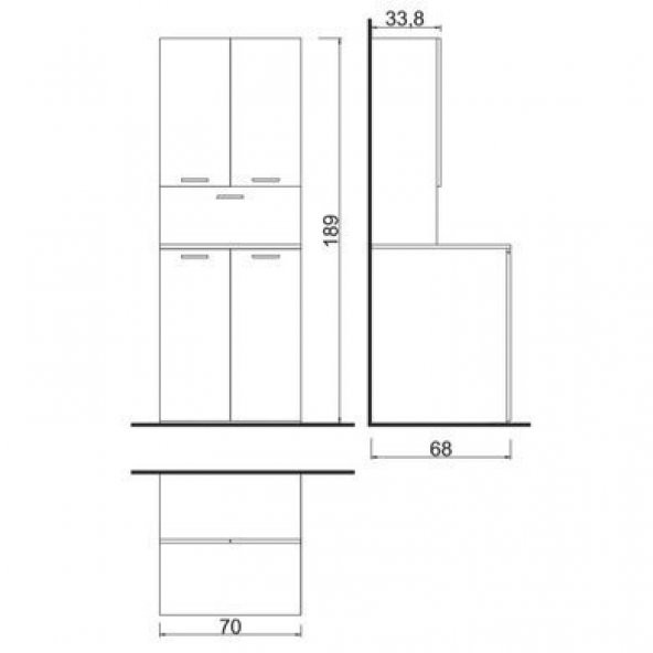 Denko Vento 70 cm MDF Çamaşır Makinesi Banyo Dolabı Alt Modül - 3