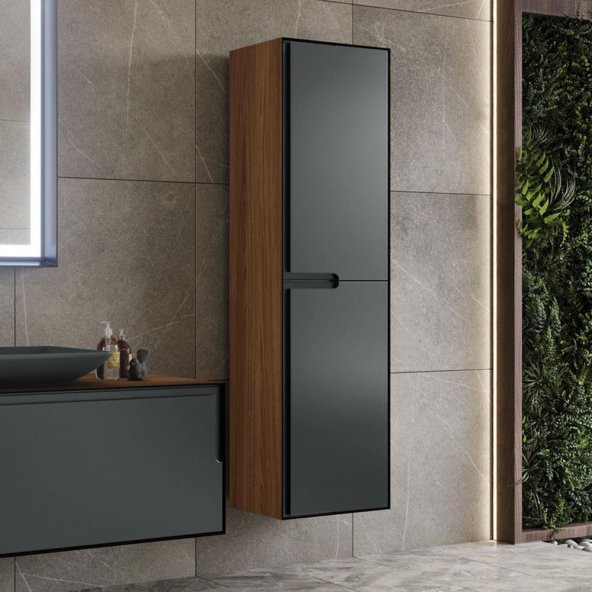Orka Craft 40 cm Ceviz-Mat Antrasit Banyo Boy Dolabı