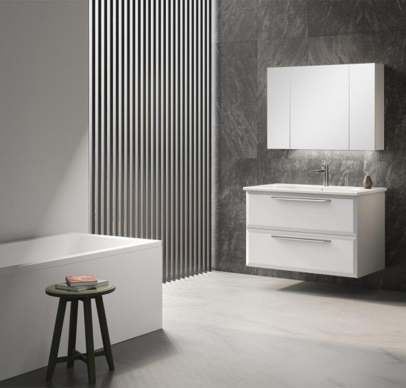 Orka Nuvola 100 cm MDF Beyaz Banyo Dolabı Takımı ürün görseli