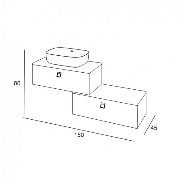 Denko Verona 150 cm MDF Bronz-Gri Banyo Dolabı Alt Modül, Lavabo - Resim 3