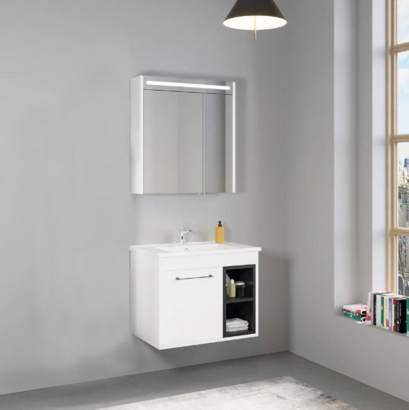 Denko Latte 65 cm MDF Beyaz Banyo Dolabı Takımı ürün görseli