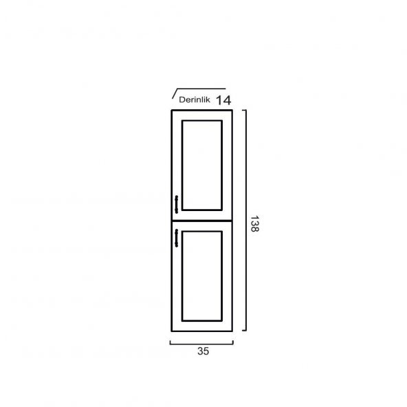 Denko Beyoğlu 35 cm MDF Gri Banyo Boy Dolabı - 3