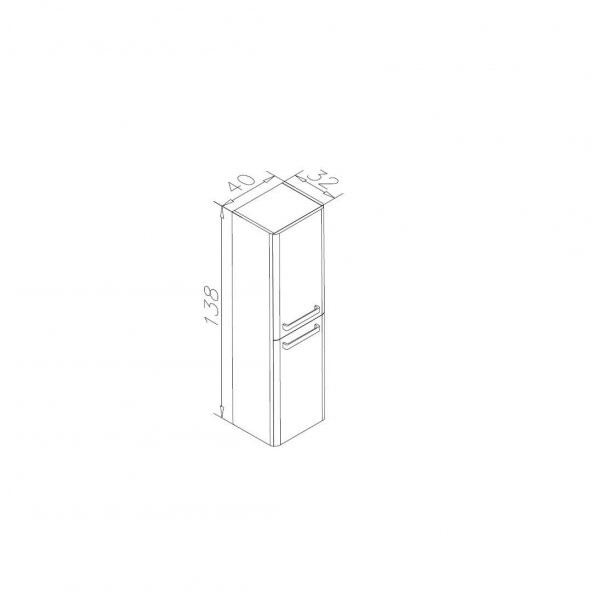 Orka Rose 40 cm MDF Parlak Gri Banyo Boy Çamaşır Dolabı - 3