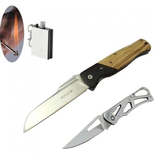 Buck Serisi BK-016ZBR-23 cm Ahşap Çakı Seti SLN568