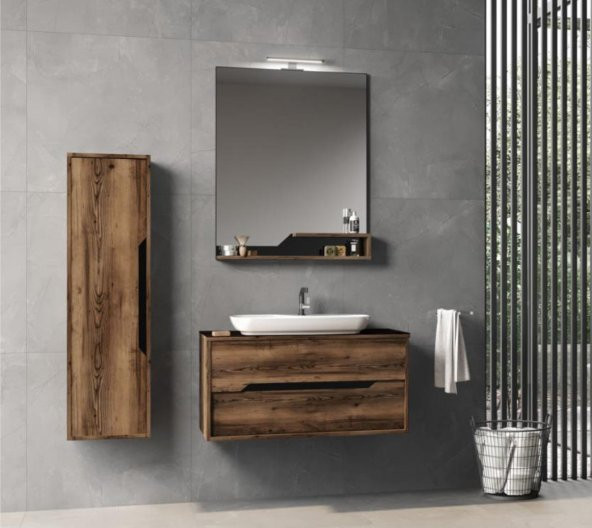 Orka Galia 40 cm MDF Ella Banyo Boy Çamaşır Dolabı - Resim 2