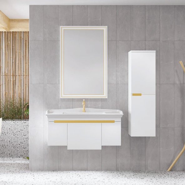 Denko Motta 35 cm Asma MDF Beyaz Banyo Boy Dolabı - 2