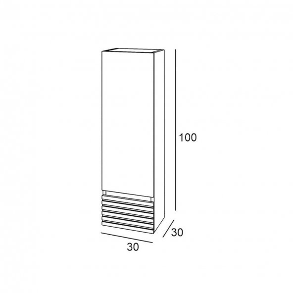 Denko Taylan 30 cm MDF Beyaz Banyo Boy Dolabı - 3