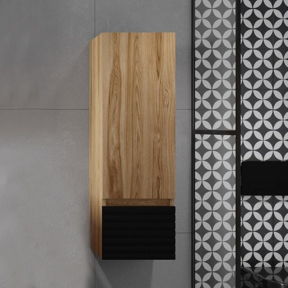 Denko Taylan 30 cm MDF Siyah Banyo Boy Dolabı ürün görseli