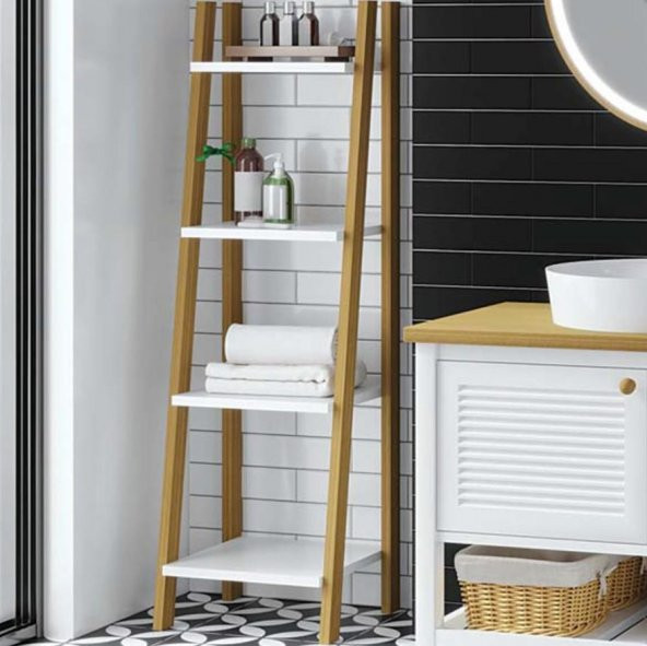 Denko Smarto 40 cm MDF Beyaz-Meşe Banyo Boy Dolabı ürün görseli