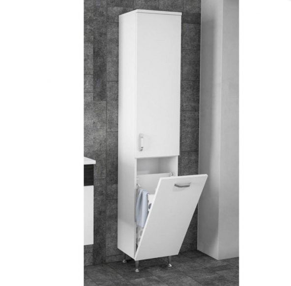 Orka Duru 35 cm Beyaz Banyo Boy Kirli Sepetli Çamaşır Dolabı