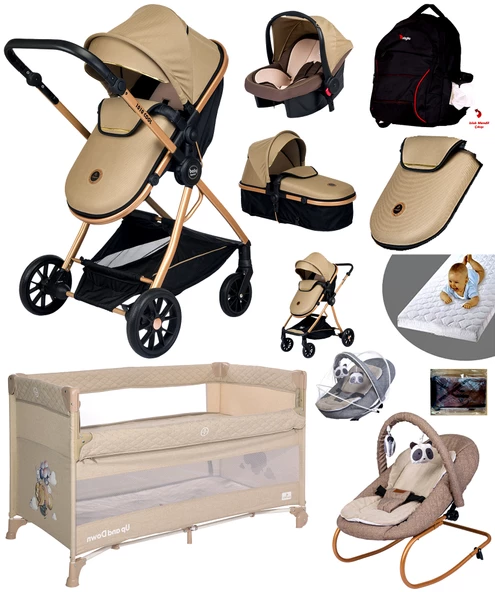 Baby Home Yeni Full Takım 10 In 1 940 Travel Sistem Bebek Arabası Lorelli Anne Yanı Oyun Parkı Park Yatak Beşik Ve Sallanır Ana Kucağı - 4