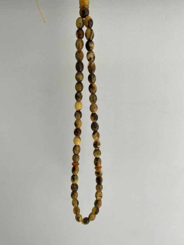 Doğal Kaya Damla Kehribar Tesbih 45lik 4,5x3,5mm 16 Gram - 3