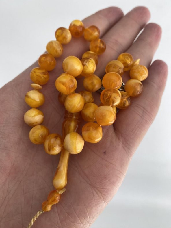 Doğal Kaya Damla Kehribar Tesbih 33lük 19,45 Gram - 4