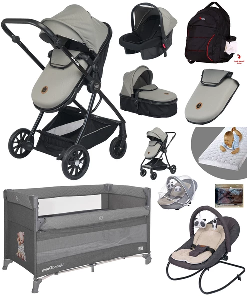 Baby Home Yeni Full Takım 10 In 1 940 Travel Sistem Bebek Arabası Lorelli Anne Yanı Oyun Parkı Park Yatak Beşik Ve Sallanır Ana Kucağı - 2