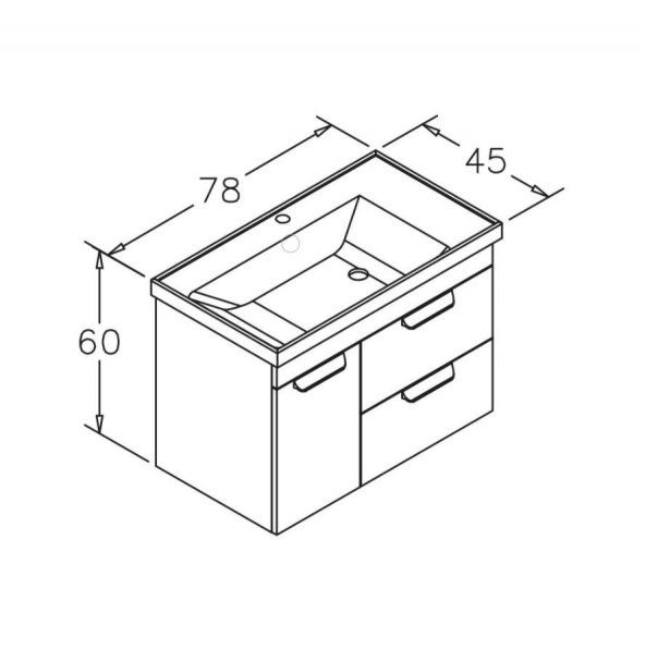 Orka Nova 80 cm MDF Beyaz Banyo Dolabı Alt Modül ve Lavabo - Resim 3