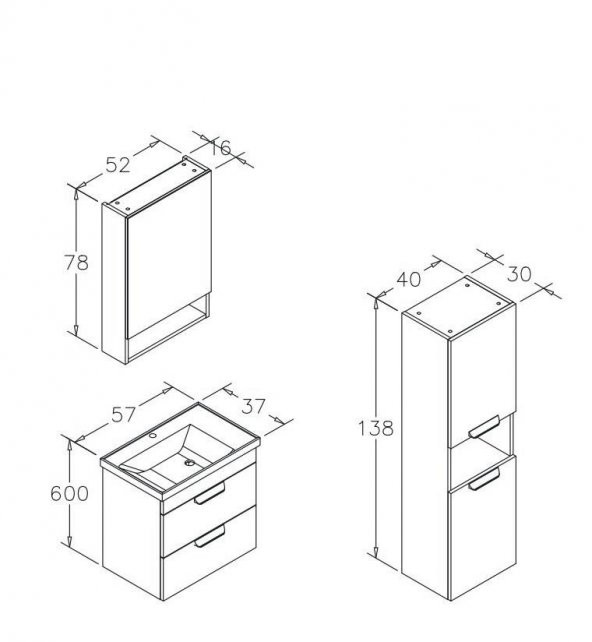 Orka Nova 60 cm MDF Morgana Kiraz Banyo Dolabı Takımı, Boy Dolabı - Resim 4