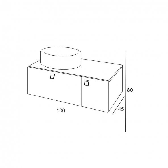 Denko Oris 100cm MDF Bronz Banyo Dolabı Alt Modül, Seramik Lavabo - 3