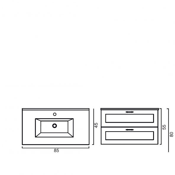 Denko Beyoğlu 85 cm MDF Gri Banyo Dolabı Alt Modül ve Lavabo - Resim 3