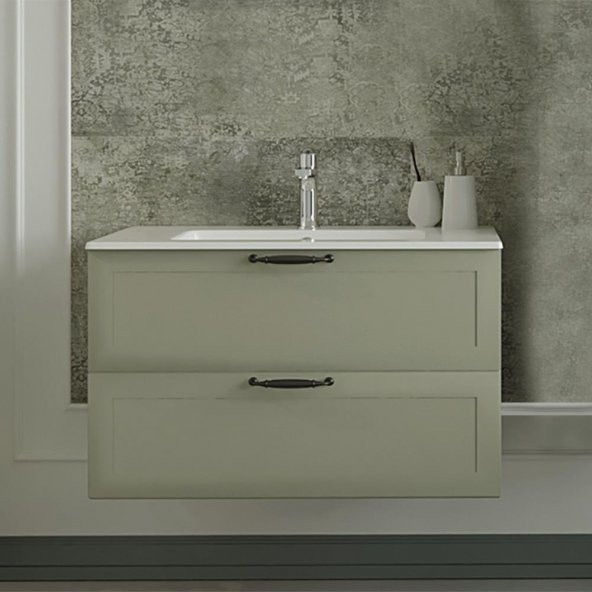 Denko Beyoğlu 85 cm MDF Gri Banyo Dolabı Takımı ve Boy Dolabı - Resim 2