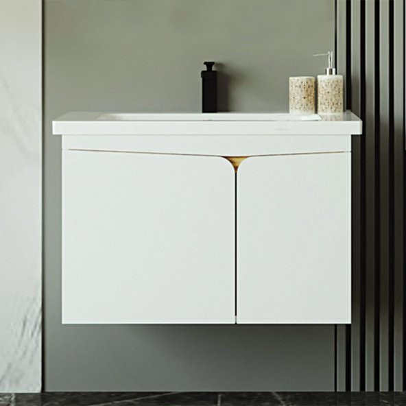 Denko Erel 85 cm MDF Beyaz Banyo Dolabı Takımı - 2