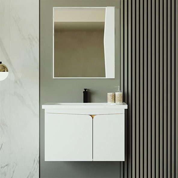 Denko Erel 65 cm MDF Beyaz Banyo Dolabı Takımı
