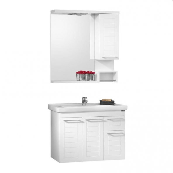 Orka Perge 85 cm Beyaz Banyo Dolabı Alt Modül ve Lavabo - 2