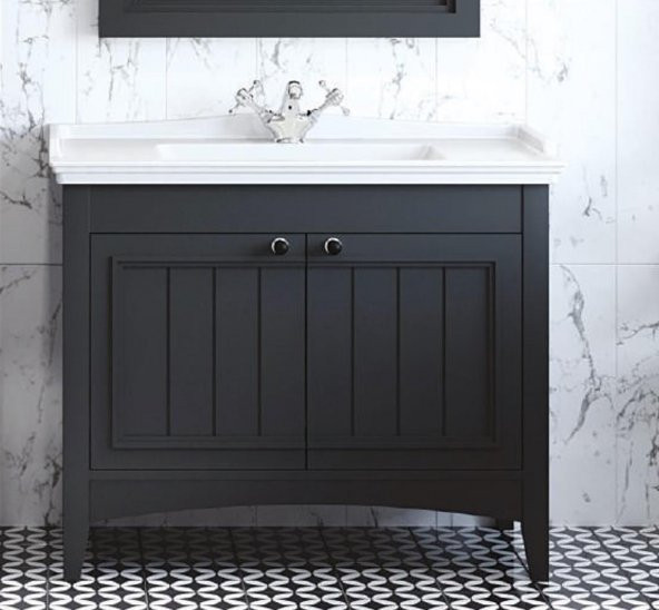 Denko Helena 100 cm MDF Füme Banyo Dolabı Alt Modül ve Lavabo
