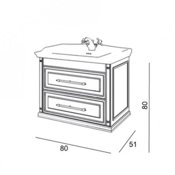 Denko Albatros 80 cm MDF Gri Banyo Dolabı Alt Modül ve Lavabo - 3