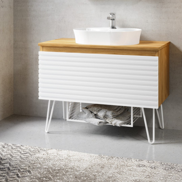 Denko Taylan 85 cm MDF Beyaz Banyo Dolabı Takımı ve Boy Dolabı - Resim 2