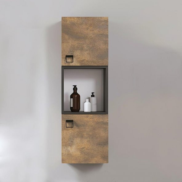 Denko Verona 150 cm MDF Bronz-Gri Banyo Dolabı Takımı ve Boy Dolabı - 2