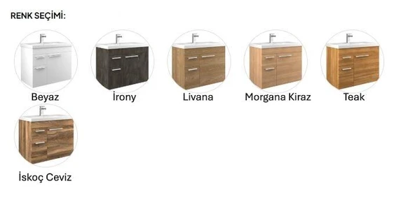 Orka Enez 80 cm Beyaz Banyo Dolabı Takımı - Resim 4