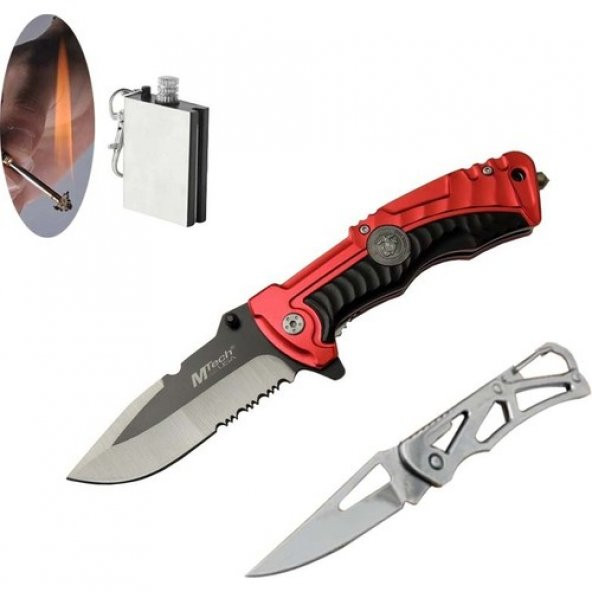 Mtech Serisi 4-12-4 21 cm Kırmızı Kurtarma Çakı Seti SLN187