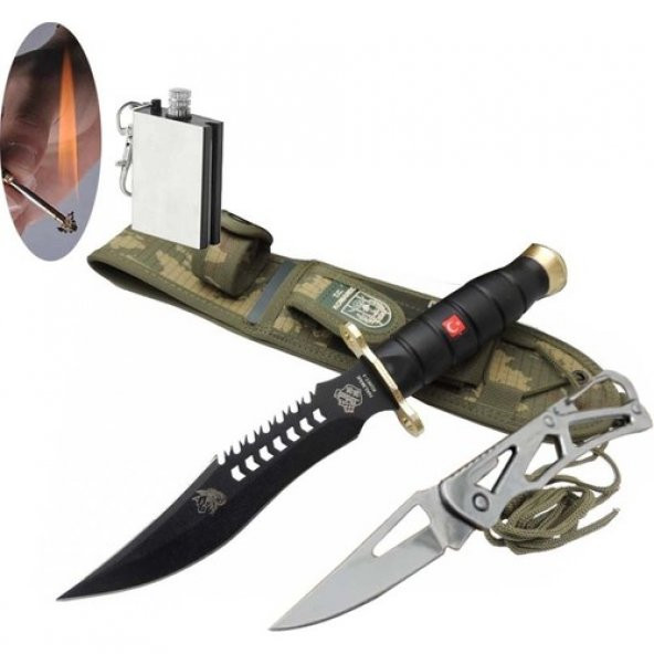 Halmak Serisi Siyah 30 cm Dağ Kamp Çakı Bıçak Seti SLN522
