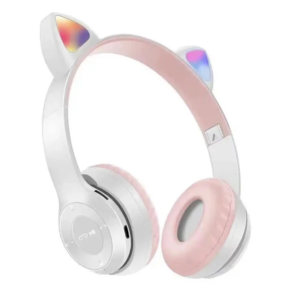 Kablosuz Bluetooth Kedi Kulaklık Rgb Led Işıklı SD Kart Ve Aux Girişli Kedi Kulak - 6