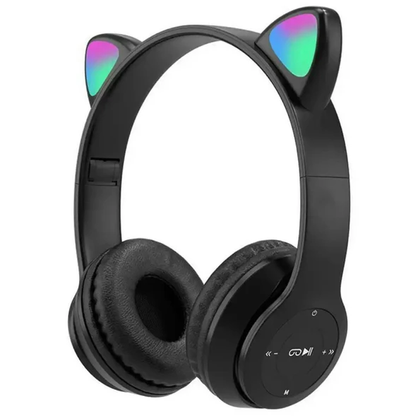 Kablosuz Bluetooth Kedi Kulaklık Rgb Led Işıklı SD Kart Ve Aux Girişli Kedi Kulak - 2