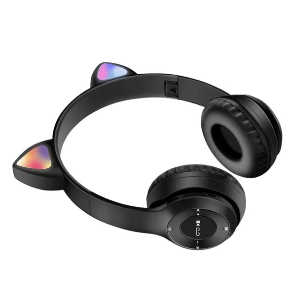 Kablosuz Bluetooth Kedi Kulaklık Rgb Led Işıklı SD Kart Ve Aux Girişli Kedi Kulak - 7
