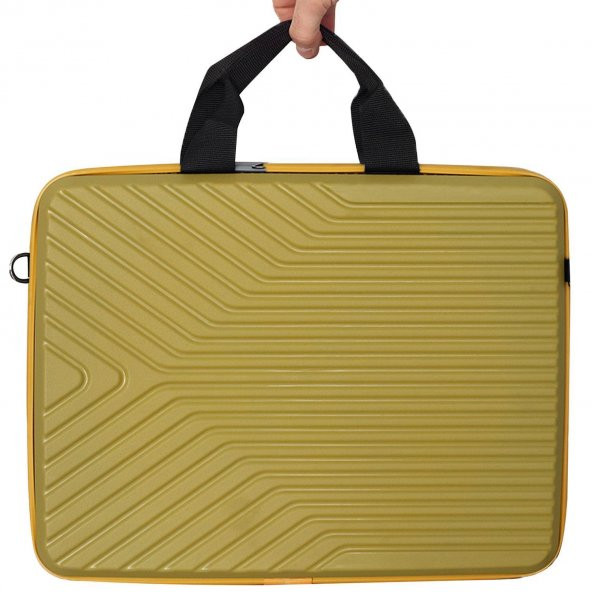 Bilgisayar Laptop Çantası Kırılmaz Su Geçirmez Notebook Dizüstü Bilgisayar Taşıma Hardal Sarı 40x30 Cm 16 İnç - Resim 7