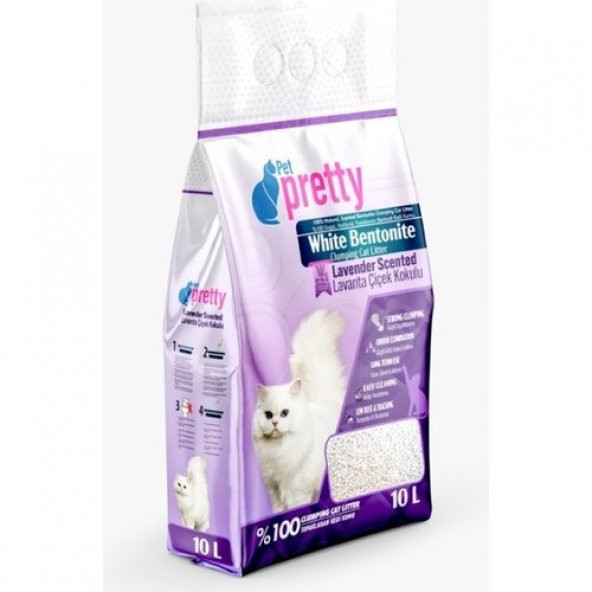 Pet Pretty Lavanta Kokulu Ince Taneli Topaklaşan Kedi Kumu 10 Lt