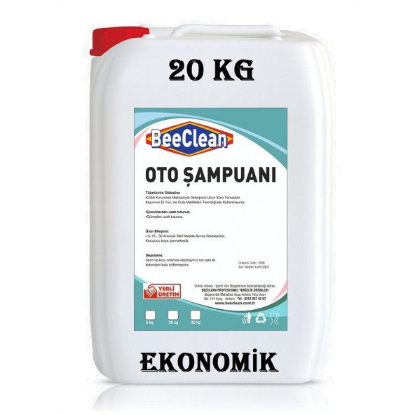 BeeClean 20 Kg Oto Yıkama Şampuanı Profesyonel Ekonomik Araç & Araba & Otomobil Temizleme Ürünü EOŞ 30 - 20 - 10