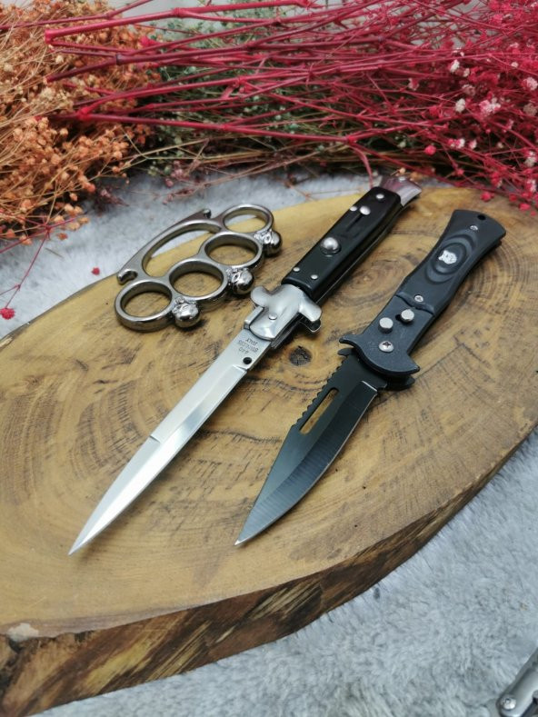 25 cm italyan stiletto Paslanmaz Çelik  Çakı Bıçak seti