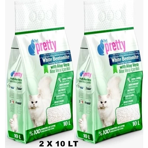 Pet Pretty Aloe Vera Kokulu Ince Taneli Topaklaşan Kedi Kumu 10 Ltx 2 Adet