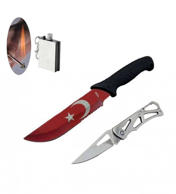 MF032RD 31 CM Ayyıldız Kırmızı Kamp Bıçak Seti 452