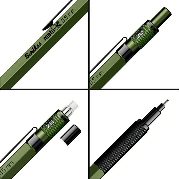 Scrikss Matrix 0.5mm Mekanik Kurşun Kalem Haki - 2