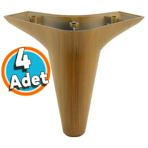 Mobilya Yatak Kanepe Sehpa TV Ünitesi Koltuk Ayağı 12 cm Kahverengi Ahşap Desenli Baza Ayak (4 ADET) ürün görseli