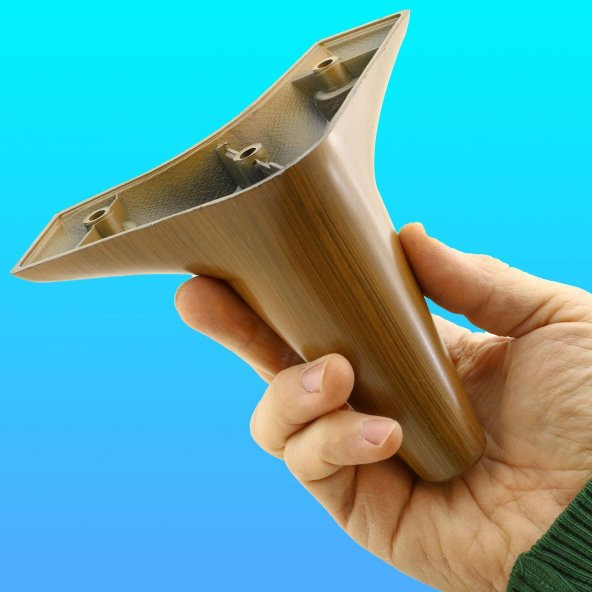 Mobilya Yatak Kanepe Sehpa TV Ünitesi Koltuk Ayağı 12 cm Kahverengi Ahşap Desenli Baza Ayak  (4 ADET) - 3