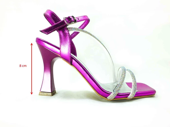 Çarıkçım 8 cm Topuklu Ayakkabı Fuşya 13 Y-082 - 5