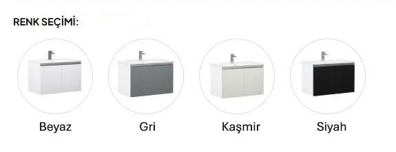 Orka Terme 100 cm Kaşmir Taş Banyo Dolabı Takımı ve Boy Dolabı - Resim 6