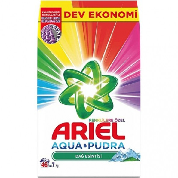 Ariel Aqua''Pudra Dağ Esintisi Renklilere Özel Toz Çamaşır Deterjanı 7 kg