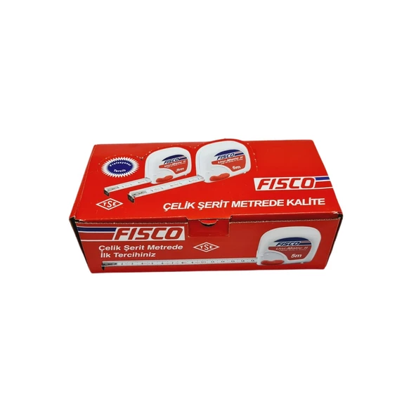 Fısco Uni-Matic II 5 Metre Çelik Şerit Metre | Avuç İçi Rahatlığı ve Kolay Kilitleme | Orijinal | 10 ADET - 4